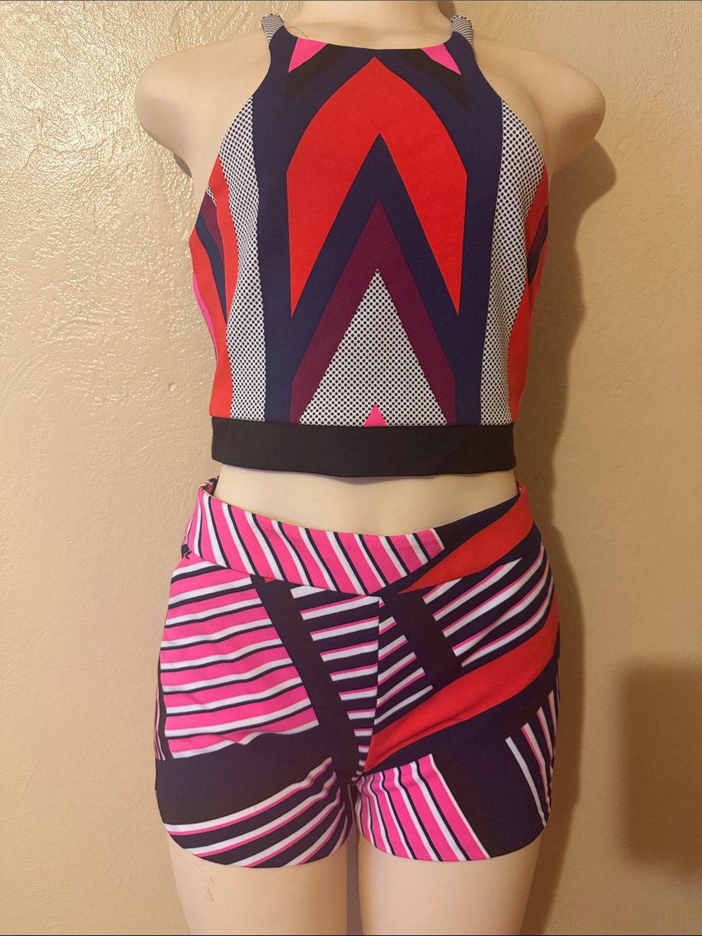Express Women’s Colorblock Pink Red Navy Athletic Shorts 2 pieces for $20